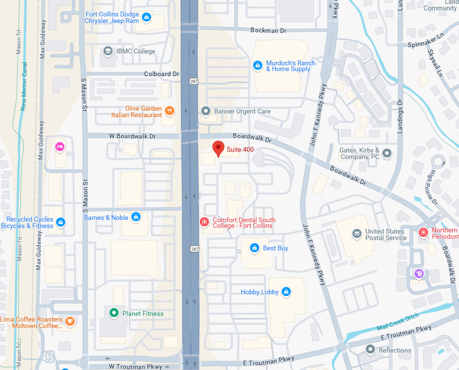 Map displaying location of Blue-Chip Oil in Fort Collins, Colorado